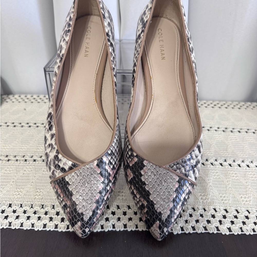 Cole Haan Women's Snakeskin Pointed-Toe Flats in Neutral and Blush